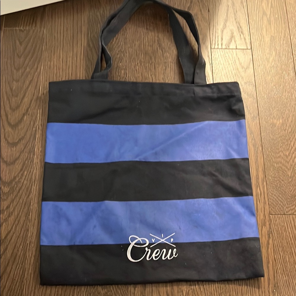J. Crew Rugby Striped Tote Bag - Black and Blue
